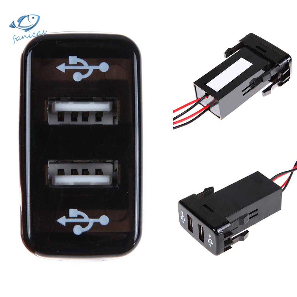 Đầu Sạc USB Kép 3.1A Tích Hợp Đèn LED Xanh Dương Cho Toyota Vigo