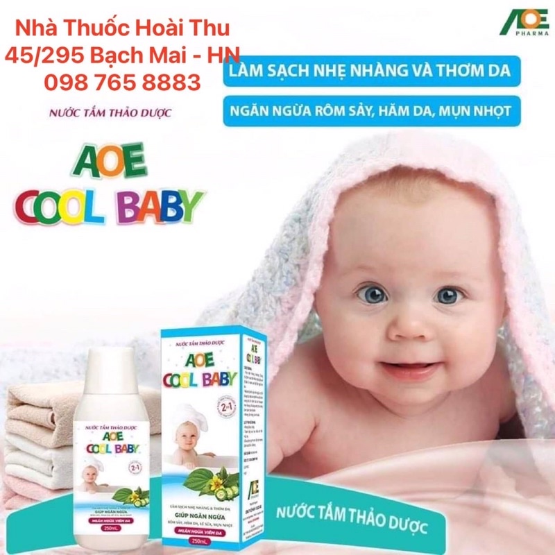 AOE Cool Baby - Nước tắm gội thảo dược cho Bé, hết Rôm rẩy, Mẩn ngứa