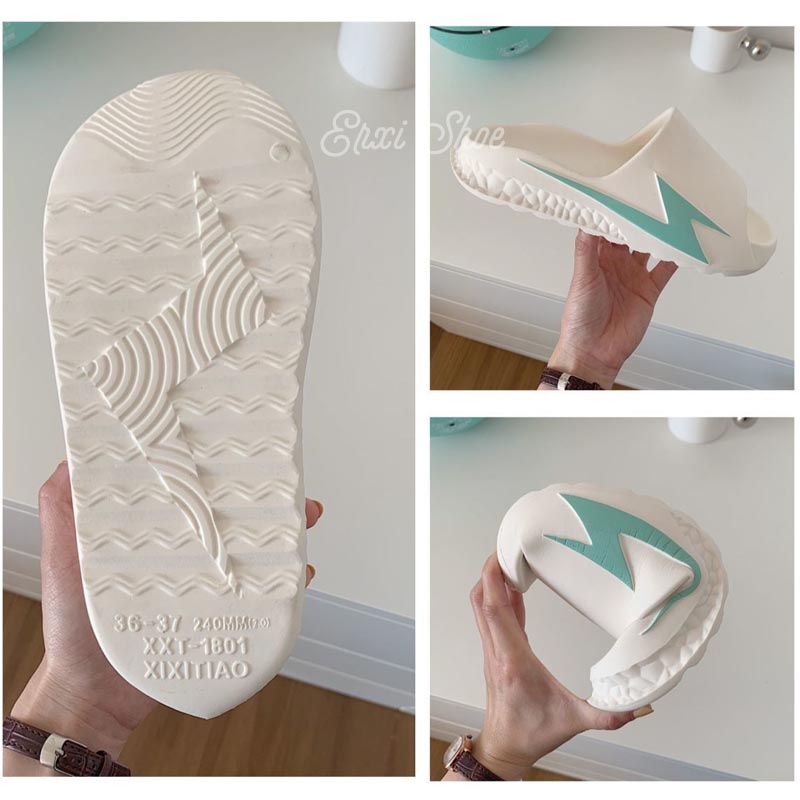 Oeggeo Dép Đế Bằng Họa Tiết Sấm Sét Cho Nam Và Nữ Lau Nhà