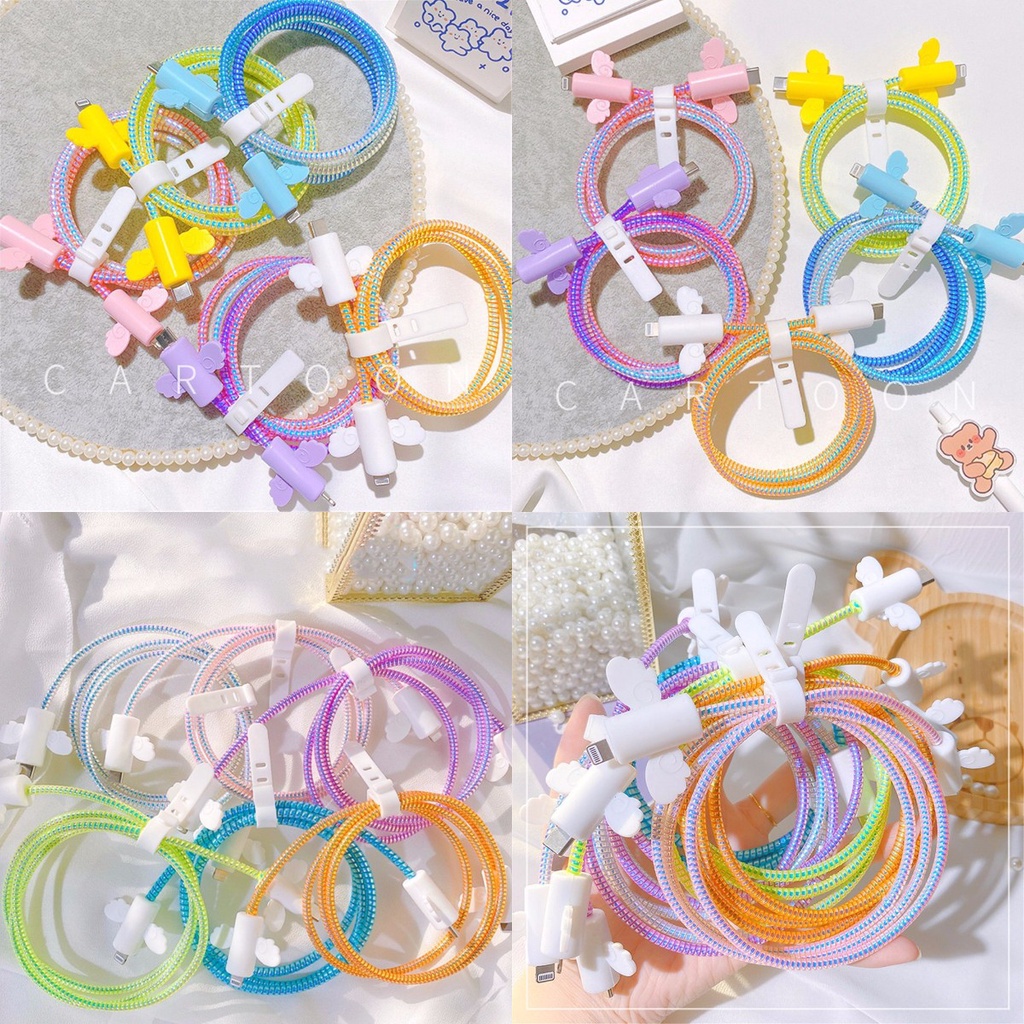 Dụng cụ bọc bảo vệ dây cáp sạc kiểu dáng đôi cánh thiên thần đáng yêu kích thước 1m