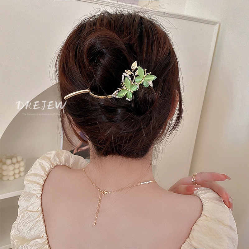 Kẹp Tóc Hình Số 8 Đính Đá Opal Và Ngọc Trai Sang Trọng Cao Cấp