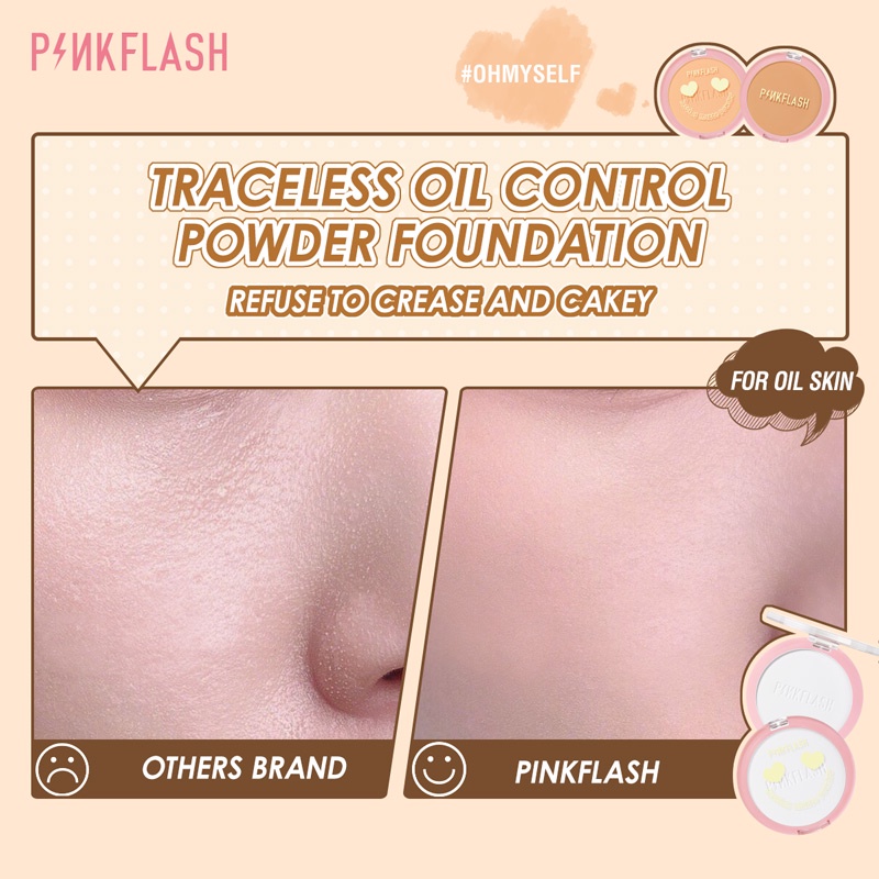 Phấn Nén PINKFLASH Tự Nhiên Kiềm Dầu Lâu Trôi Chống Thấm Nước Trọng Lượng Nhẹ 3 Màu Tùy Chọn