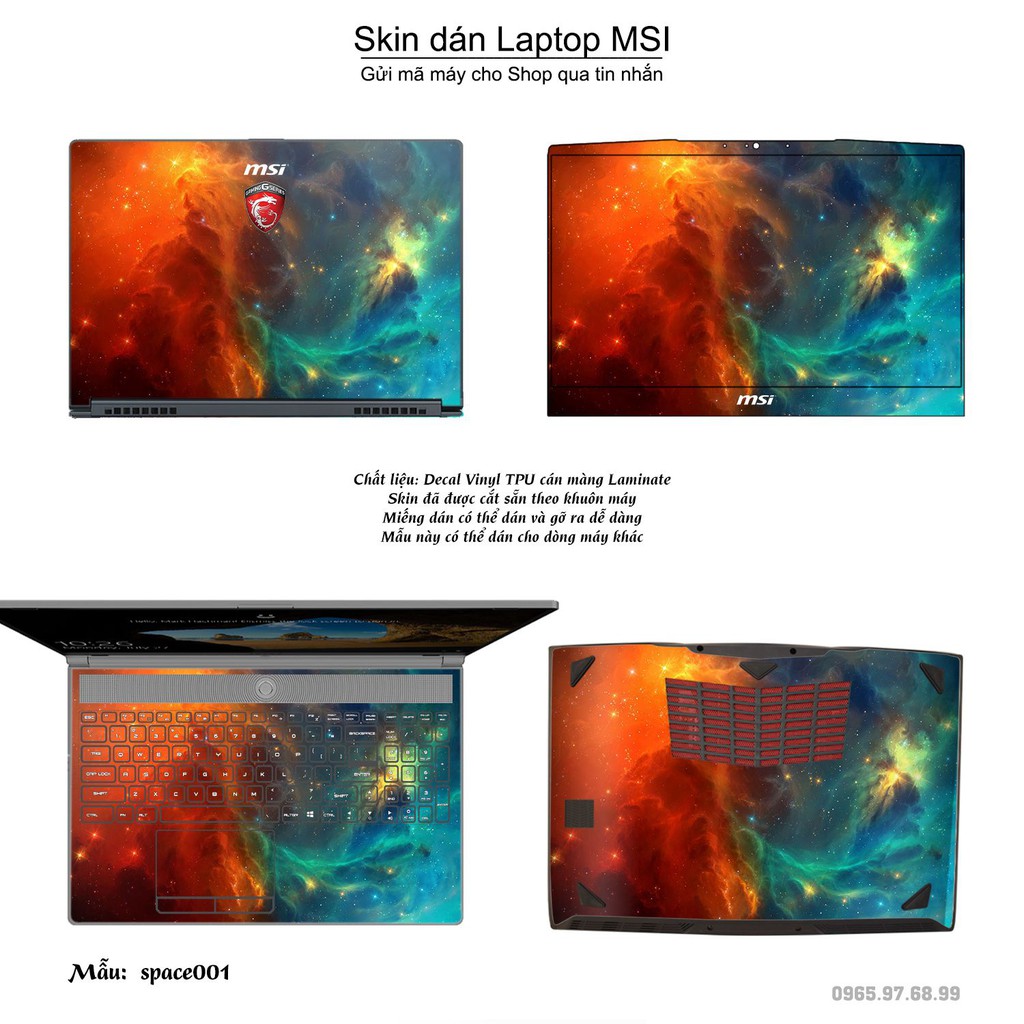 Skin dán Laptop MSI in hình không gian (inbox mã máy cho Shop)