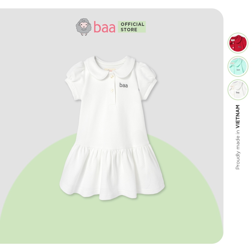 Đầm polo bé gái BAA BABY cổ sen in logo cho bé từ 1 - 7 tuổi - GT-AD09N