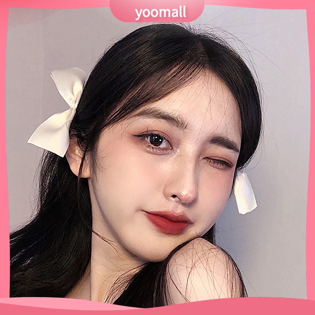 Kẹp Tóc Đính Nơ Co Giãn Màu Sắc Đơn Giản Xinh Xắn