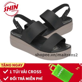 cross cross dép sandal💖FREESHIP💖dép sandal đế cao cross họa tiết đen đế nâu SHINCROSS6Y1 tặng thêm 1 túi vải đựng sand