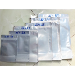 Túi zip bạc đáy đứng 1 một mặt bạc, 1 mặt trong