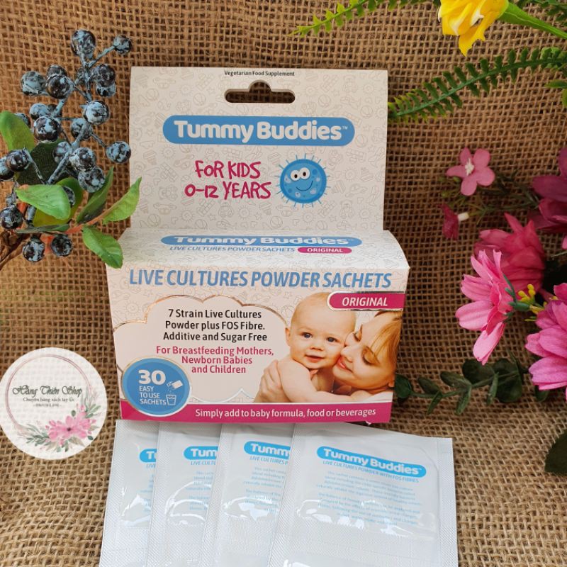 (Đủ bill) Men Vi sinh (0-12 tuổi)  Tummy Buddies hộp 30 gói của UK