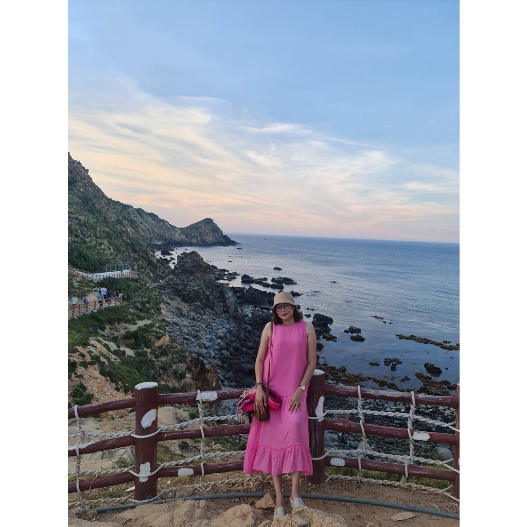 Đầm maxi đuôi cá, dáng dài màu hồng sen nhạt - M143