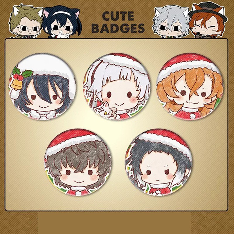 (NOEL) Huy hiệu BUNGOU STRAY DOGS in hình anime chibi xinh xắn dễ thương