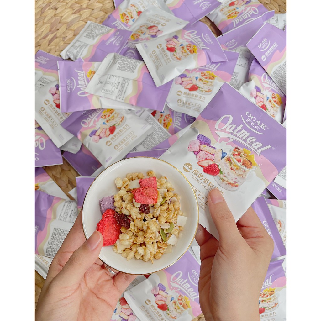 Ngũ cốc Ocak vị viên sữa chua hoa quả, gói 40g, ăn sáng, Tiêu Chiến, hỗ trợ giảm cân hiệu quả, ăn kiêng Ankobe | BigBuy360 - bigbuy360.vn