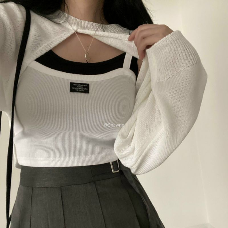 SET KHOÁC CROP LEN KÈM ÁO 2D | BigBuy360 - bigbuy360.vn