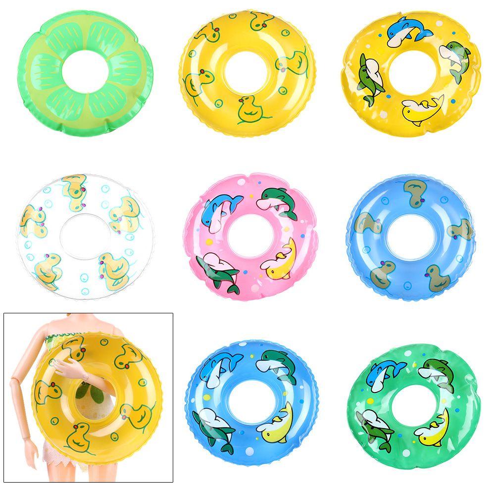Đồ Chơi Vòng Phao Bơi Mini Họa Tiết Hoạt Hình Nhiều Màu Cầu Vồng Cho Nhà Búp Bê 1/6