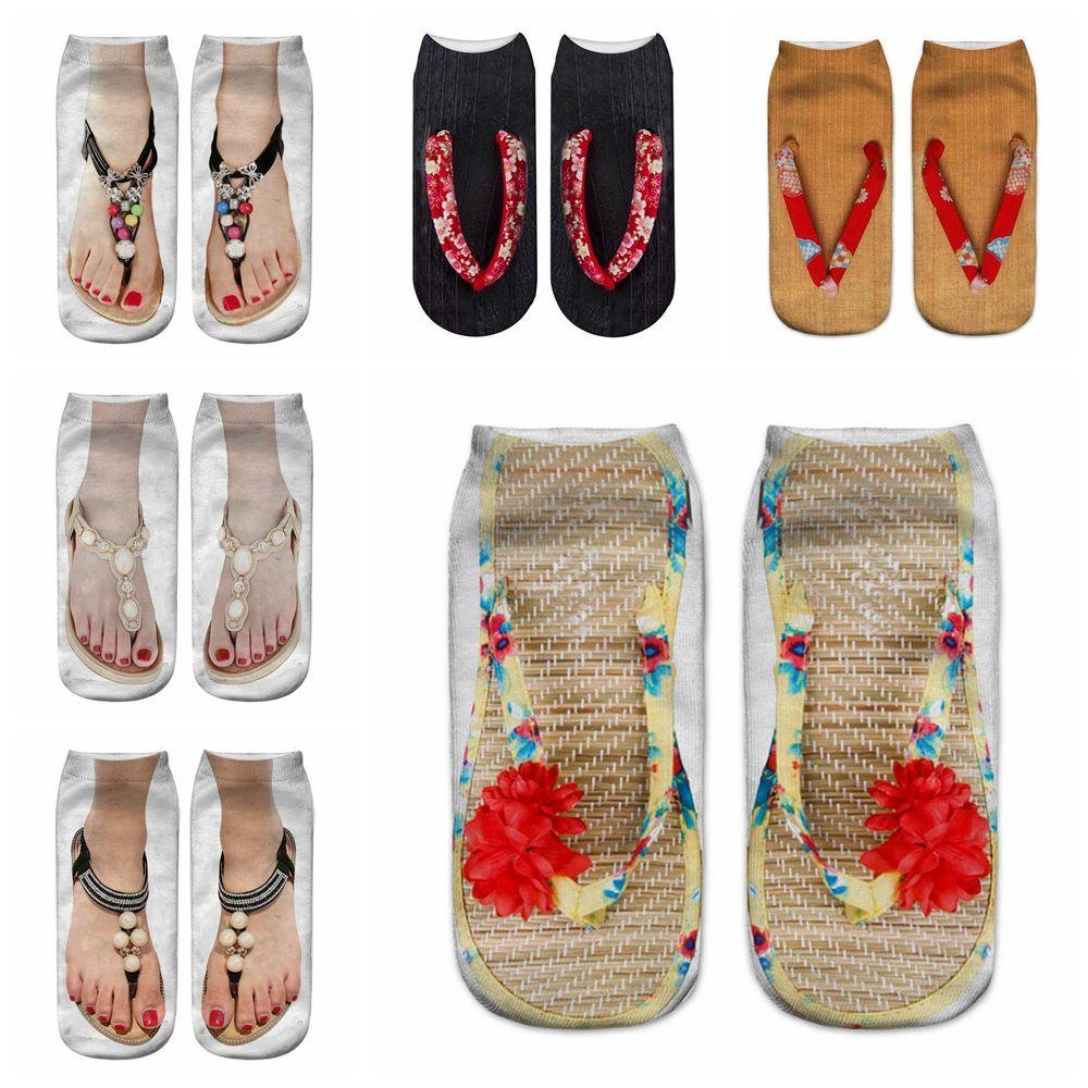 Vớ Cotton Mềm Cổ Thấp In Họa Tiết Múa Ba Lê 3D Dành Cho Nam Nữ