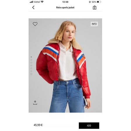 Áo Khoác Phao Croptop BSK Cổ Lông - Size XS - 3457 Vai 51- Ngực 51- Bo lai 45cm ( Chiều dài 52cm)