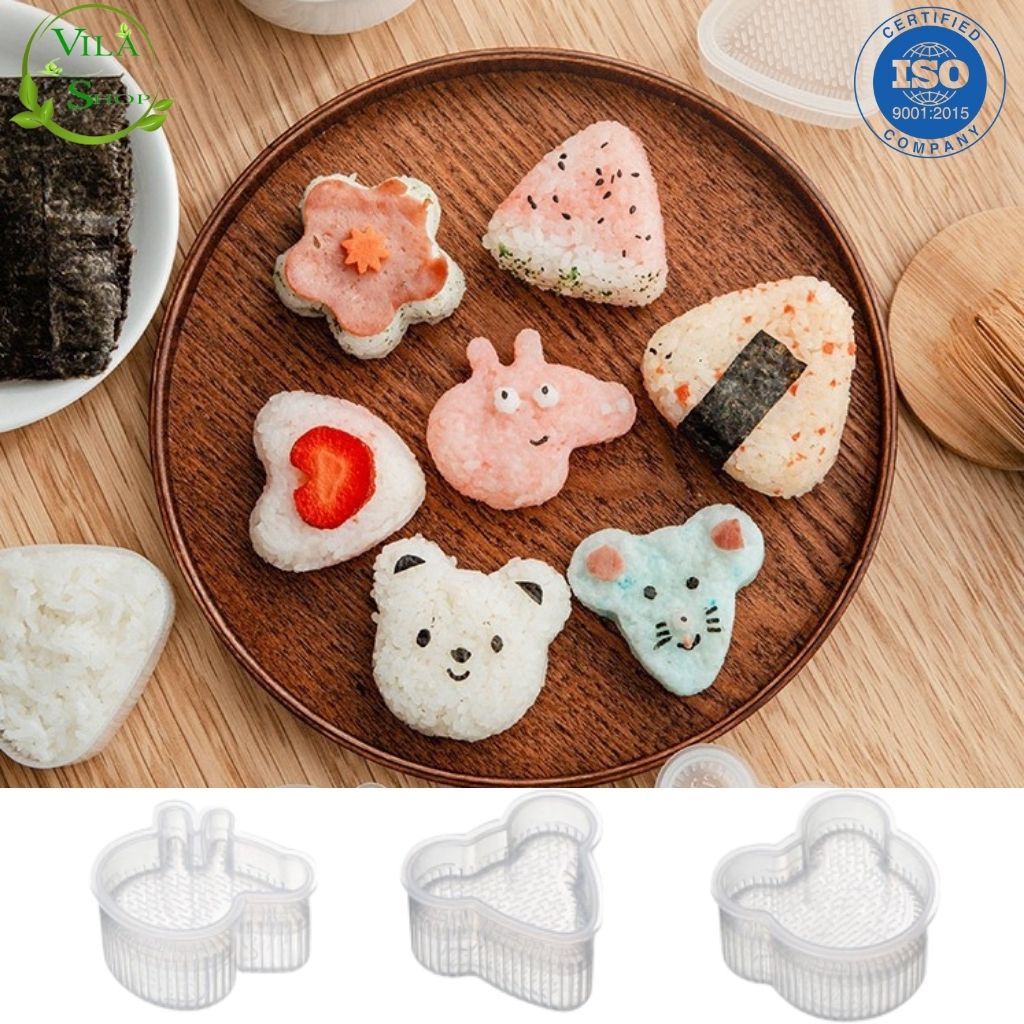 Bộ 7 Khuôn Tạo Hình Cơm, Khuôn Ép Tạo Hình Cơm, Trứng, Bánh Bento Cho Bé Ăn Dặm