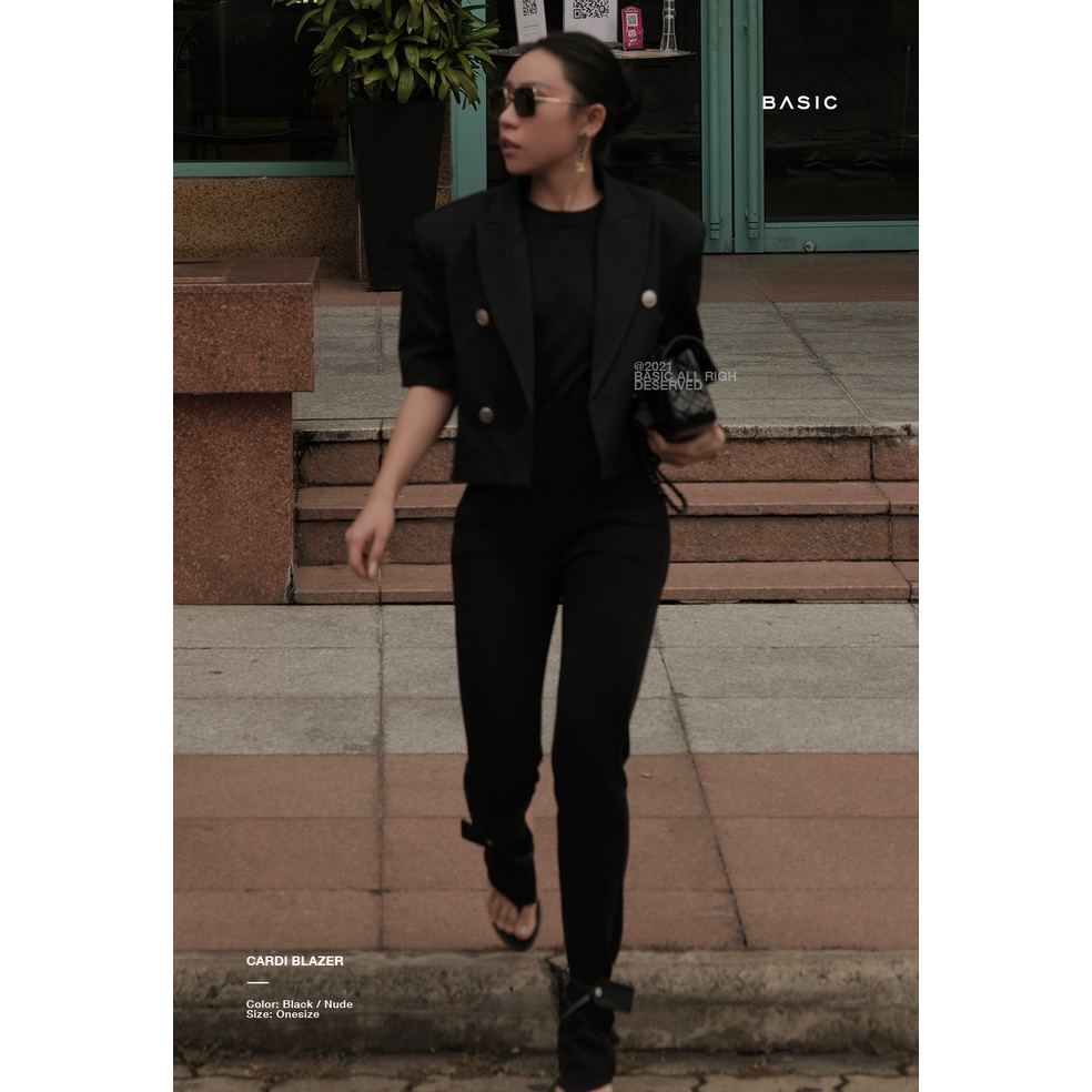 Áo khoác lửng sọc Cardi Blazer B Basic