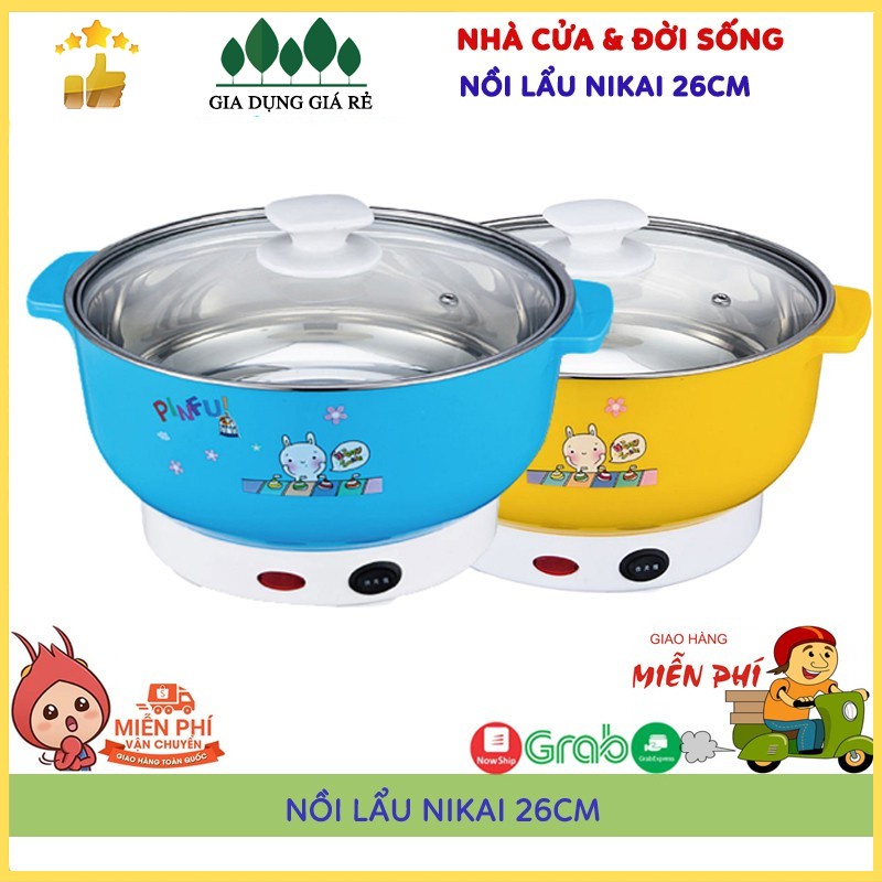 🔐Bảo Hành 1 Năm🔐 Nồi Lẩu Điện Mini Đa Năng Nika 24cm 1000W Inox 304, Tiện Dụng Cho 2-3 Người Dùng, Siêu Tiện Dụng