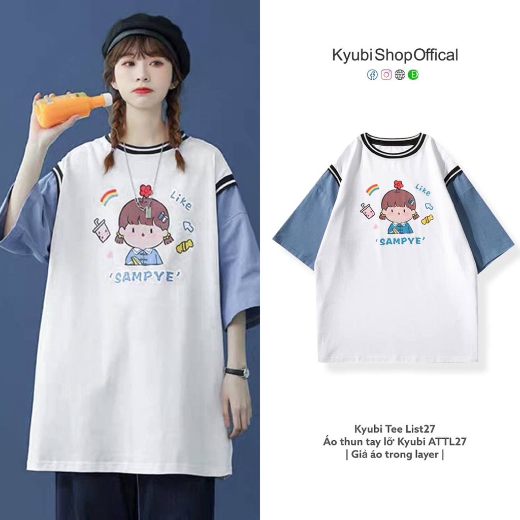 Áo thun bóng rổ layer giả 2 lớp Ulzzang chất cotton phom rộng unisex [Nhiều Mẫu LIST27,Có Mũ] - Tee Kyubi Shop ATTL27