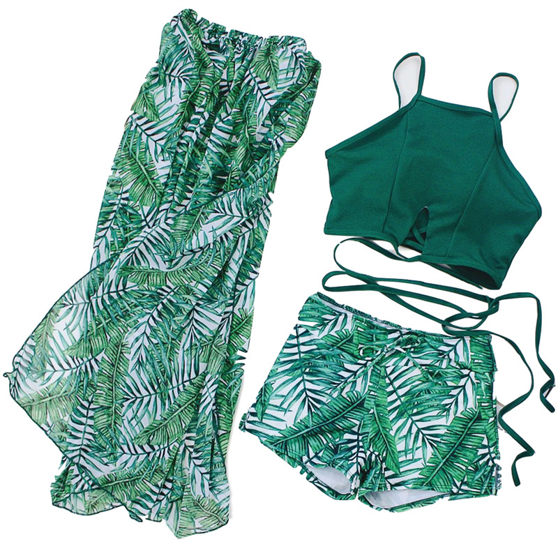 3PCS Women Bikini Beachwear Set Spaghetti Strap Swimming Suit Lady Bathing Suit Fashion Spa Wear