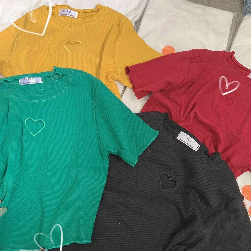 Áo khoét tim croptop (nhiều màu)