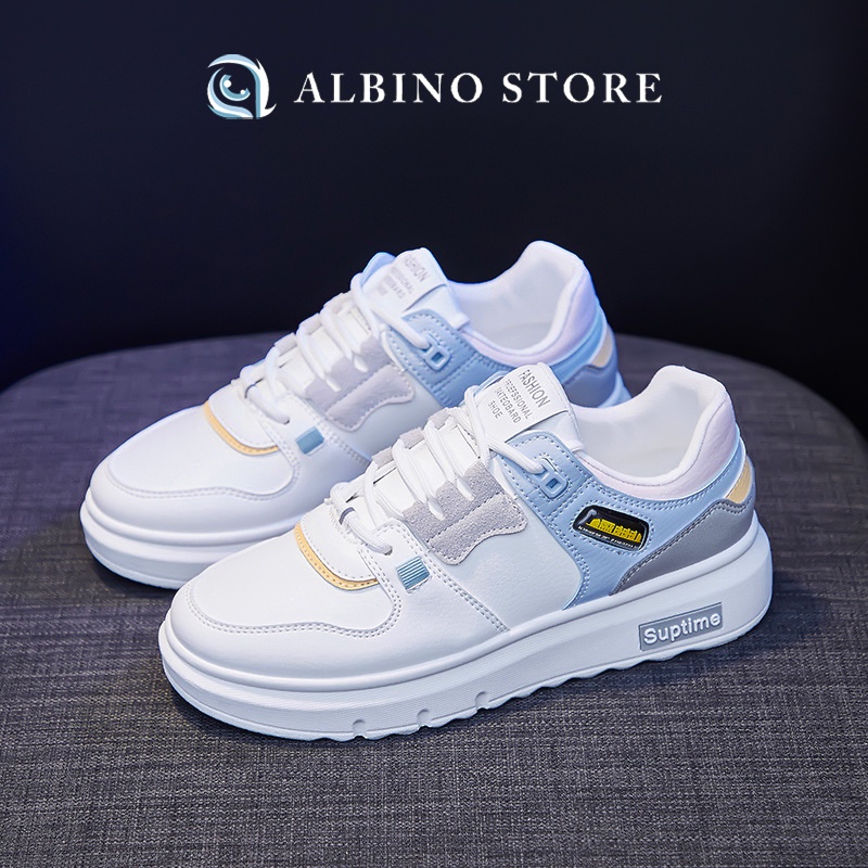 Giày ulzzang nữ, giầy thể thao nữ độn đế, giày đi học nữ, giầy đế cao, sneaker nữ màu trắng tăng chiều cao Albino NK91