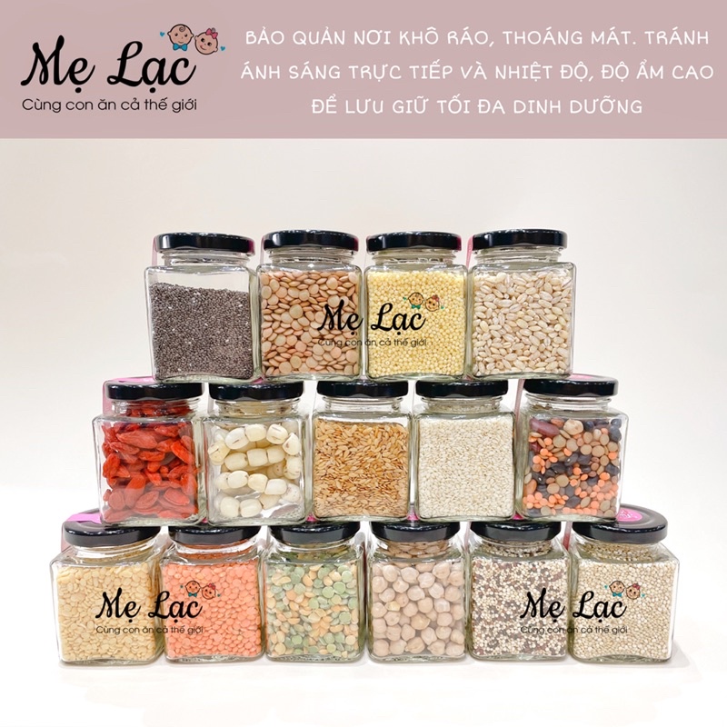 Các loại hạt hữu cơ cho bé ăn dặm từ 6 tháng tuổi, đựng hũ thuỷ tinh 50g-250g