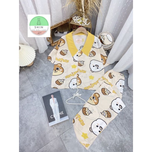 Bộ đồ ngủ pyjama lụa dài tiểu thư