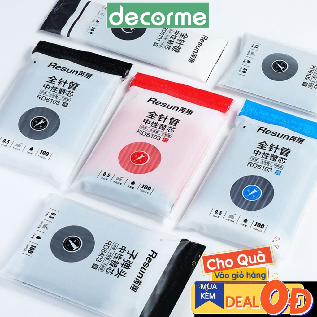 Ngòi Resun Decorme ruột bút gel 0,5mm dùng cho viết gel nắp gài Muji văn phòng phẩm