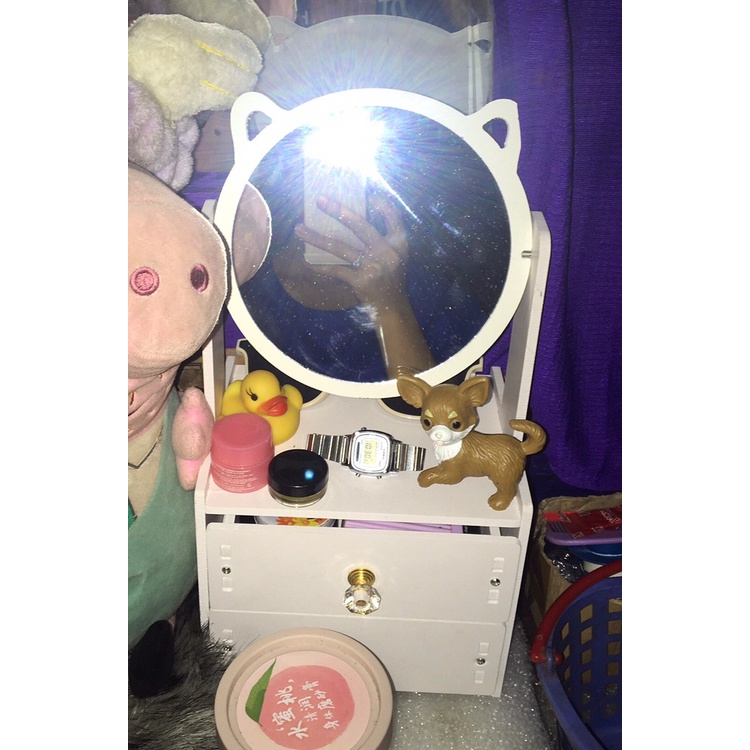 MVP1963 Kệ Trang Điểm Gương Tròn tủ đựng đồ trang điểm mini có gương tai mèo giá mỹ phẩm mini