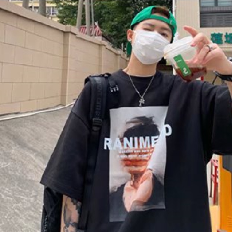 Áo Thun Dáng Rộng In Chữ Phong Cách Hàn Quốc Thời Trang Mùa Hè Cho Nam [M-8XL]