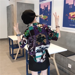 [Hàng order] Áo sơ mi hình Nữ hoạ tiết