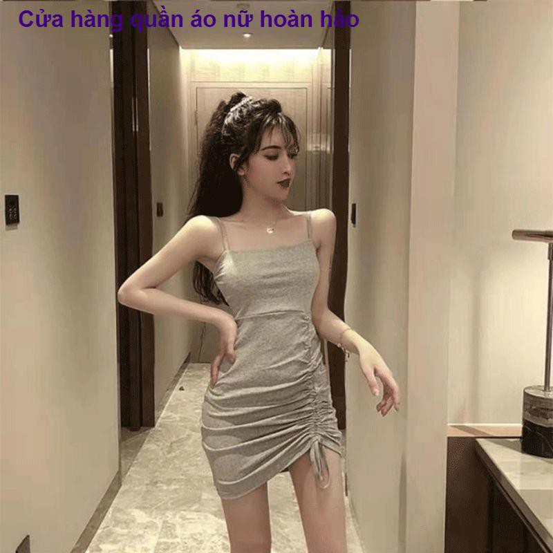 quần nữHot girl cẩn thận máy phụ nữ địu váy mùa hè 2021 phong cách mới bên trong đế màu đen xám túi đeo hông b