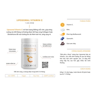 Viên bổ sung codeage liposomal vitamin c 180 viên