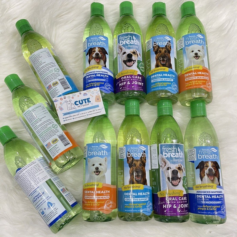 Nước vệ sinh răng miệng TropiClean đủ vị cho Chó đủ vị  474ml- TropiClean Fresh Breath Oral Care Water Additive