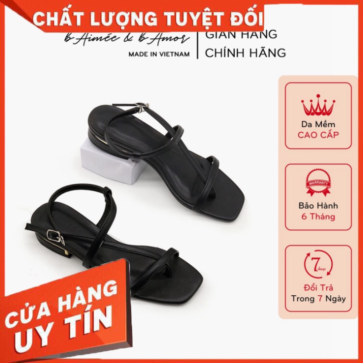 Sandal Cao Gót Nữ bAimée & bAmor Xỏ Ngón Gót Vuông Cao 2cm Đế Bằng Mũi Vuông - MS1535 - Hàng nhập khẩu