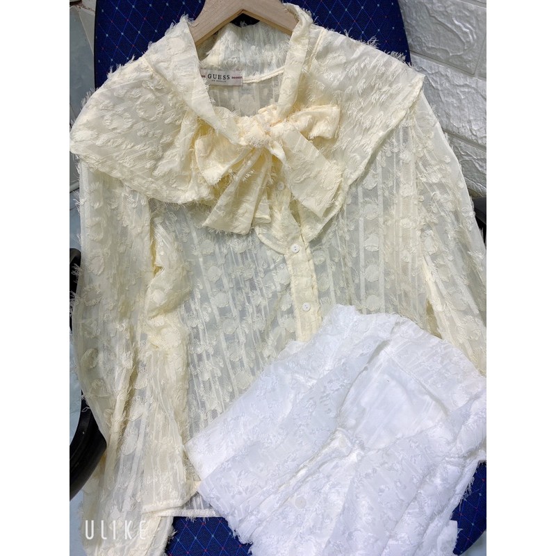 [Mã WASKT410K giảm 10K đơn 50K] Áo sơ mi lông cổ bèo nơ / 95k | BigBuy360 - bigbuy360.vn