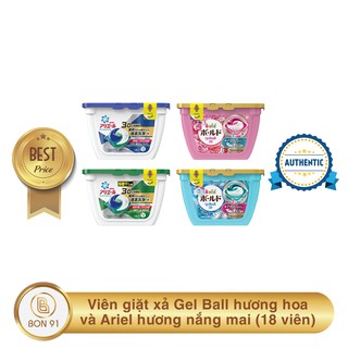 Viên giặt Gel Ball hương hoa và Ariel hương nắng mai
