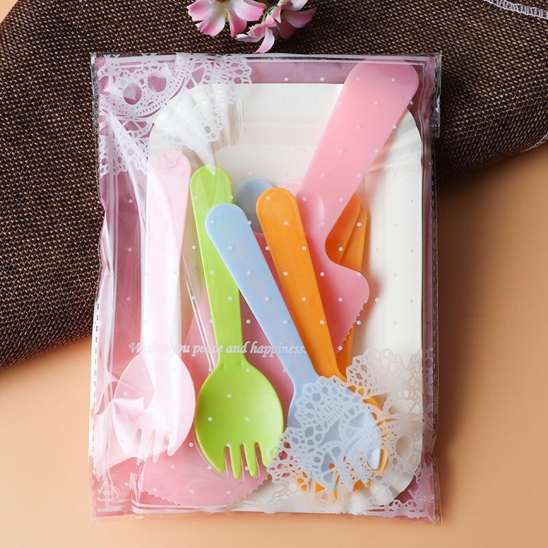 Bộ dao dĩa và nến cho bánh sinh nhật