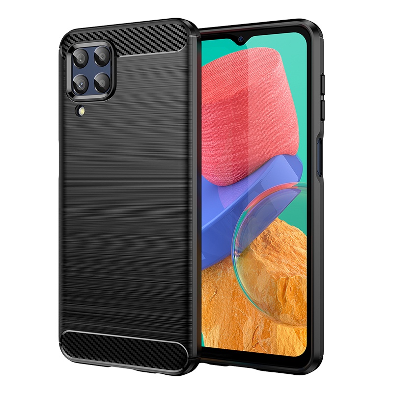 Ốp điện thoại mềm họa tiết sợi Carbon màu đen cho Samsung Galaxy M33 M53 M52 M23 A73 A03 A33 A53 A52 A52S A13 5G