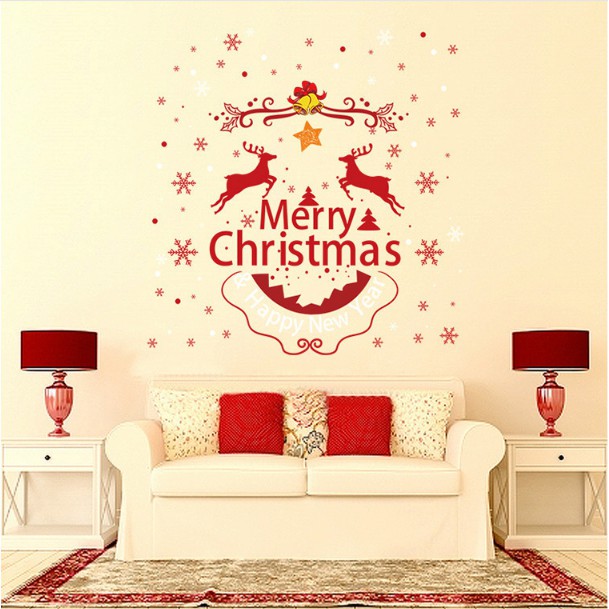Decal dán tường Noel - Trang Trí giáng sinh họa tiết đỏ