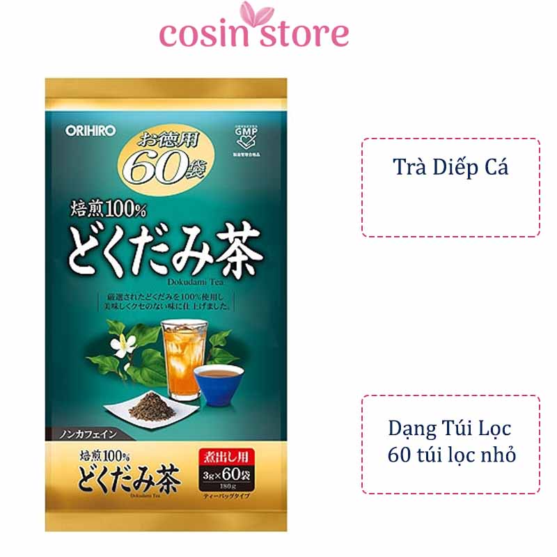 Trà Diếp Cá Orihiro Dokudami Tea 60 túi lọc nhỏ Nhật Bản Cosin Store