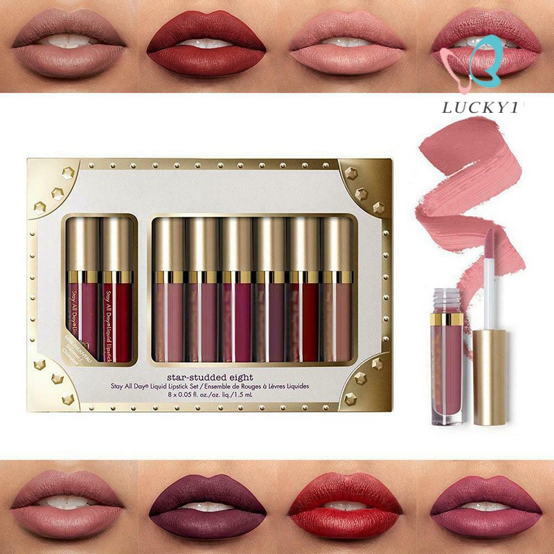 (Hàng Mới Về) Set 8 Son Môi Dạng Lỏng Lâu Trôi Không Dính Dành Cho Nữ | BigBuy360 - bigbuy360.vn