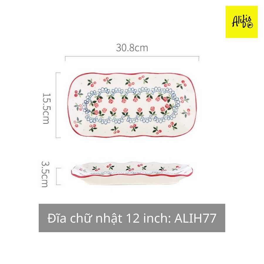 Bát đĩa, bát đĩa Decor họa tiết Cherry đỏ set 2 và 5 món