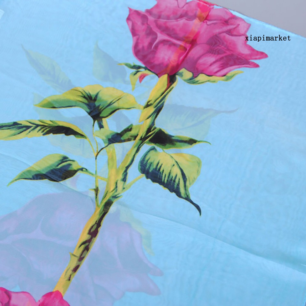 Phụ Kiện Trang Trí Xinh Xắn Chất Lượng|Khăn Choàng Nữ, Vải Chiffon, Dài Mềm, In Hình Hoa Hồng