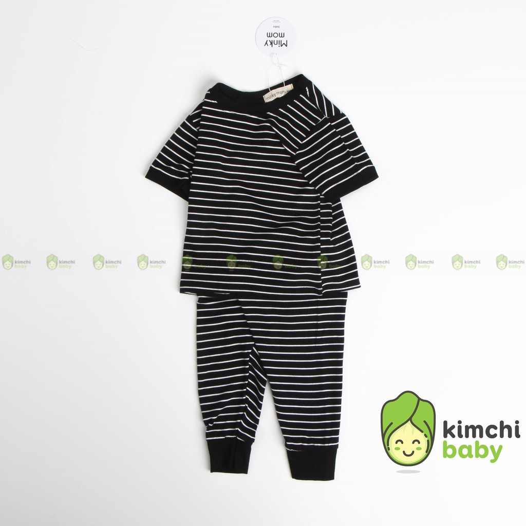 Đồ Bộ Bé Gái, Bé Trai Minky Mom Vải Thun Lạnh Hoạ Tiết Kẻ Ngang, Bộ Dài Tay Cho Bé Mặc Nhà MKMTD2107