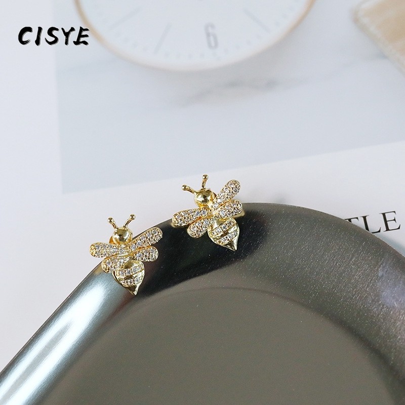 Đôi Khuyên Tai Hình Chú Ong Đính Đá Dễ Thương Cho Nữ