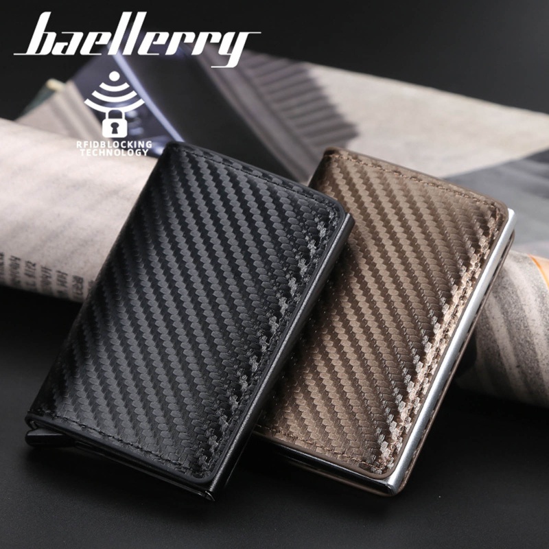 Youyo Ví Da Pu Đựng Thẻ Tín Dụng Dạng Bật Lên Thắt Lưng Cổ Điển RFID