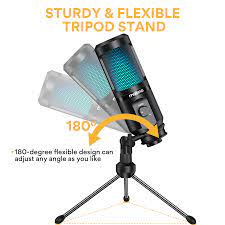 MAONO Mic chơi game micro để bàn AU-PM461TR RGB USB Condenser Có Tăng âm Mic và Đèn RGB thích hợp livestream chơi PC gam