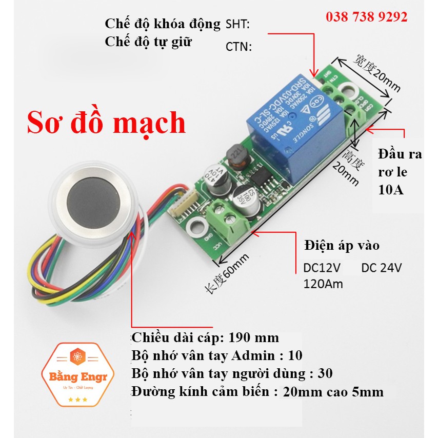 (Siêu rẻ) Mạch khóa VÂN TAY gắn cửa nhà, thiết bị điện, ô tô, xe máy, xe đạp điện,  v..v..